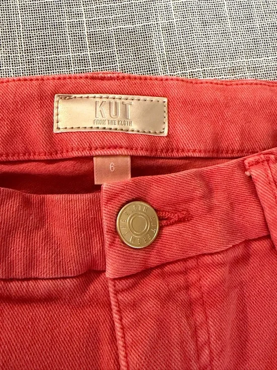 KUT From The Kloth Meg Wide Leg Cropped Jeans Size 6 Salmon Raw Hem - Picture 3 of 9